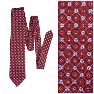 Ermenegildo Zegna Silk Tie Red Blue Gold Floral Italy 59 x 3.75 Designer EUC